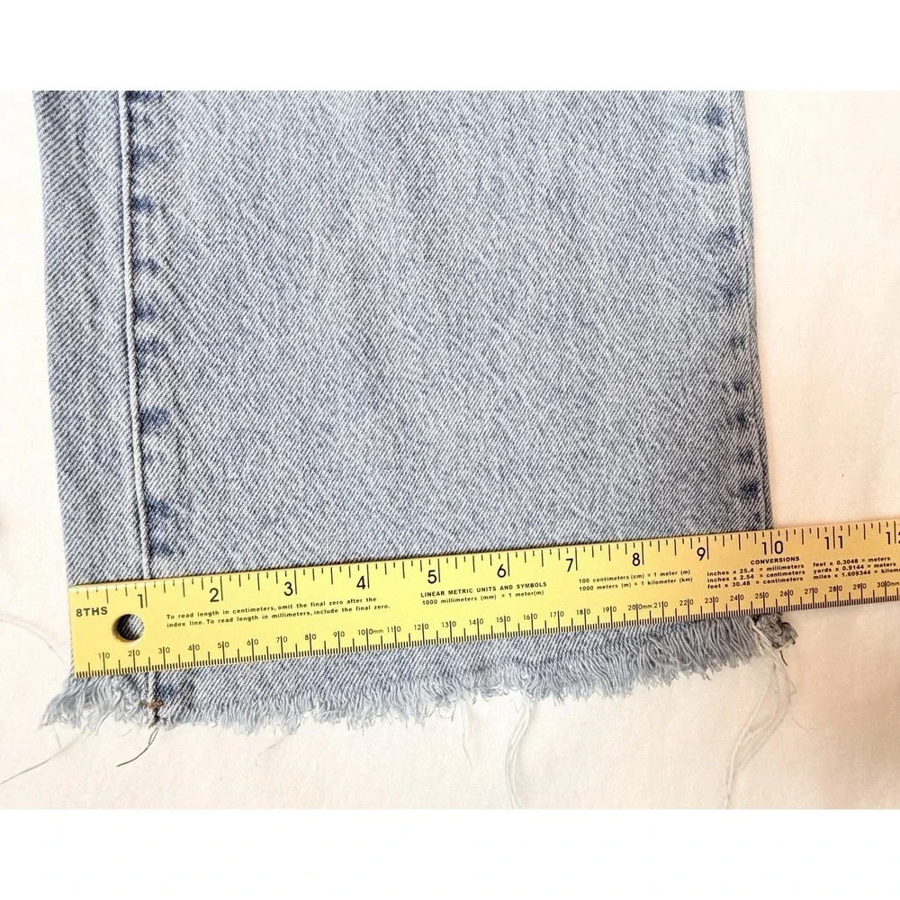 PacSun Low Rise Wide Leg Jeans Womens 26 Distressed Lite Wash Raw Hem Y2K Grunge - Picture 9 of 14